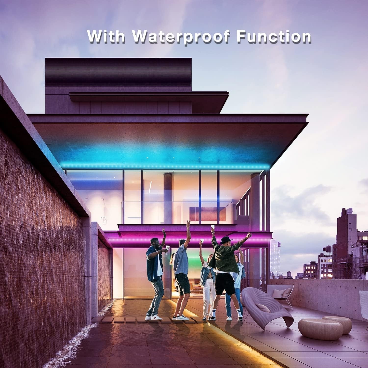 100 Ft Outdoor Led Strip Lights Waterproof, Smart Light Strips with App Voice Co