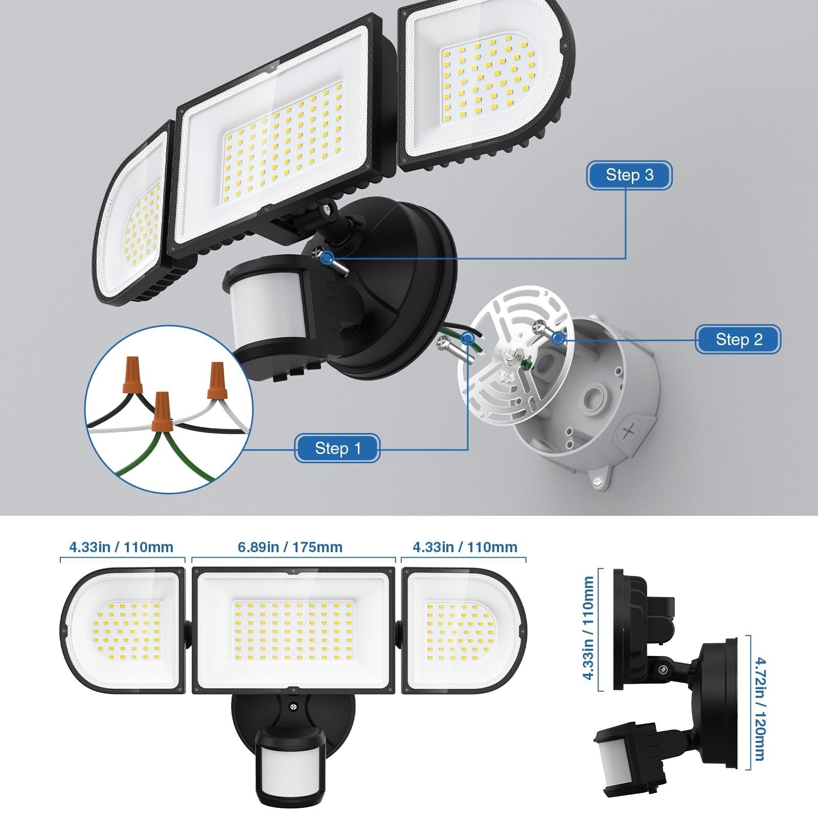 150W Motion Sensor Lights Outdoor for Outside, 15000LM LED Flood Lights Outdo...