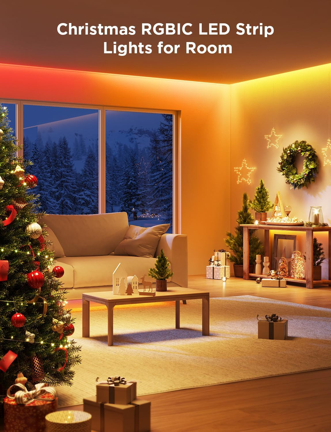 65.6Ft RGBIC LED Strip Lights, Color Changing LED Strips, App Control via Bluetooth, Smart Segmented Control, Multiple Scenes, Enhanced Music Sync LED Lights for Bedroom, Home Decor (2 X 32.8Ft)