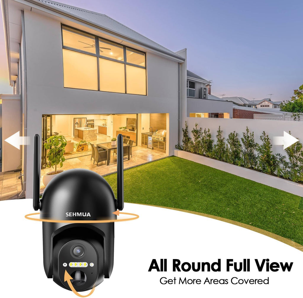 SEHMUA Solar Security Cameras Wireless Outdoor, 2K 360° View Battery Powered Out