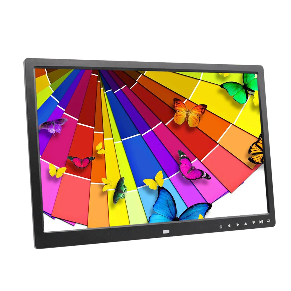 17 Inch Screen Touch Button Digital Photo Frame LED Backlight 1080P HD Electronic Album HDMI HD Wall Mount Display Video Advertising Machine Video Player EU Plug