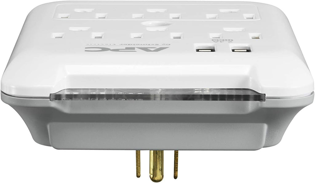 Wall Outlet Plug Extender, Surge Protector with USB Ports, PE6WU2, (6) AC Multi Plug Outlet, 540 Joule Surge Protection