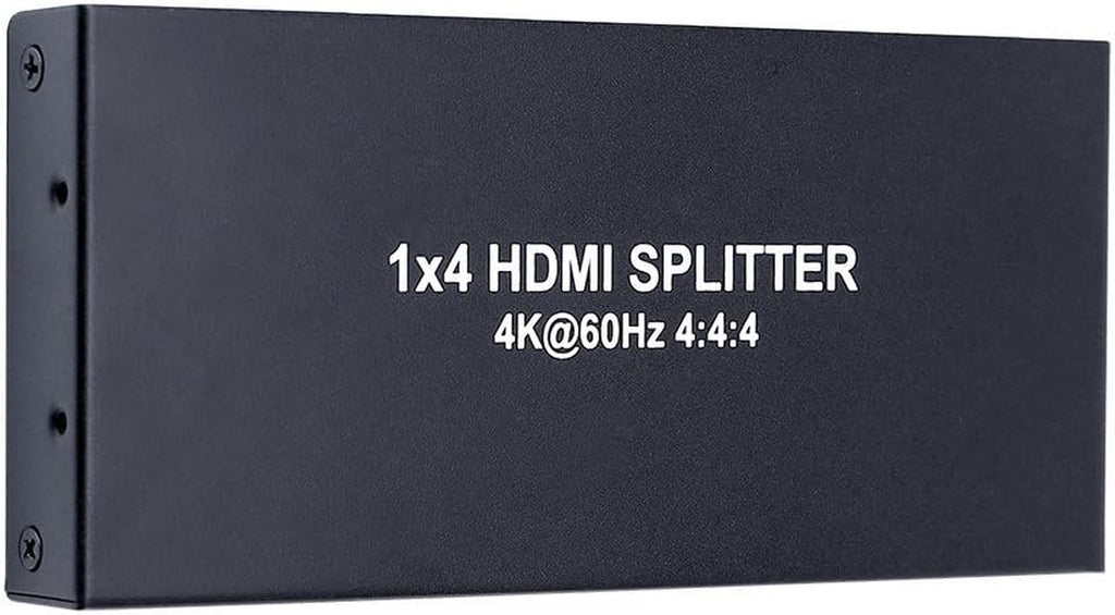 1X4 HDMI Splitter 4K 60Hz 4:4:4 HDR 18Gbps HDCP 2.2 EDID 3D 1 in 4 Out HDMI 2.0 High Speed UHD Video Box for Duplicate Multiple Monitor Sharing Computer Screen