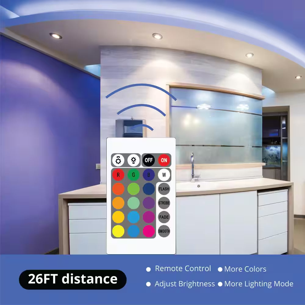 2 X 5M, 6.14 In. Height LED Light Strips Color Changing RGB Kit with Color Changing RF Remote, Finish: White (Pack of 4)
