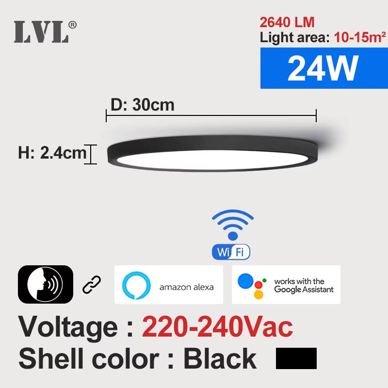 Modern Led Smart Ceiling Light Golden Wood Grain Dimmable Home Lighing Wifi Tuya App Voice Control Surface Mounting Ceiling Lamp