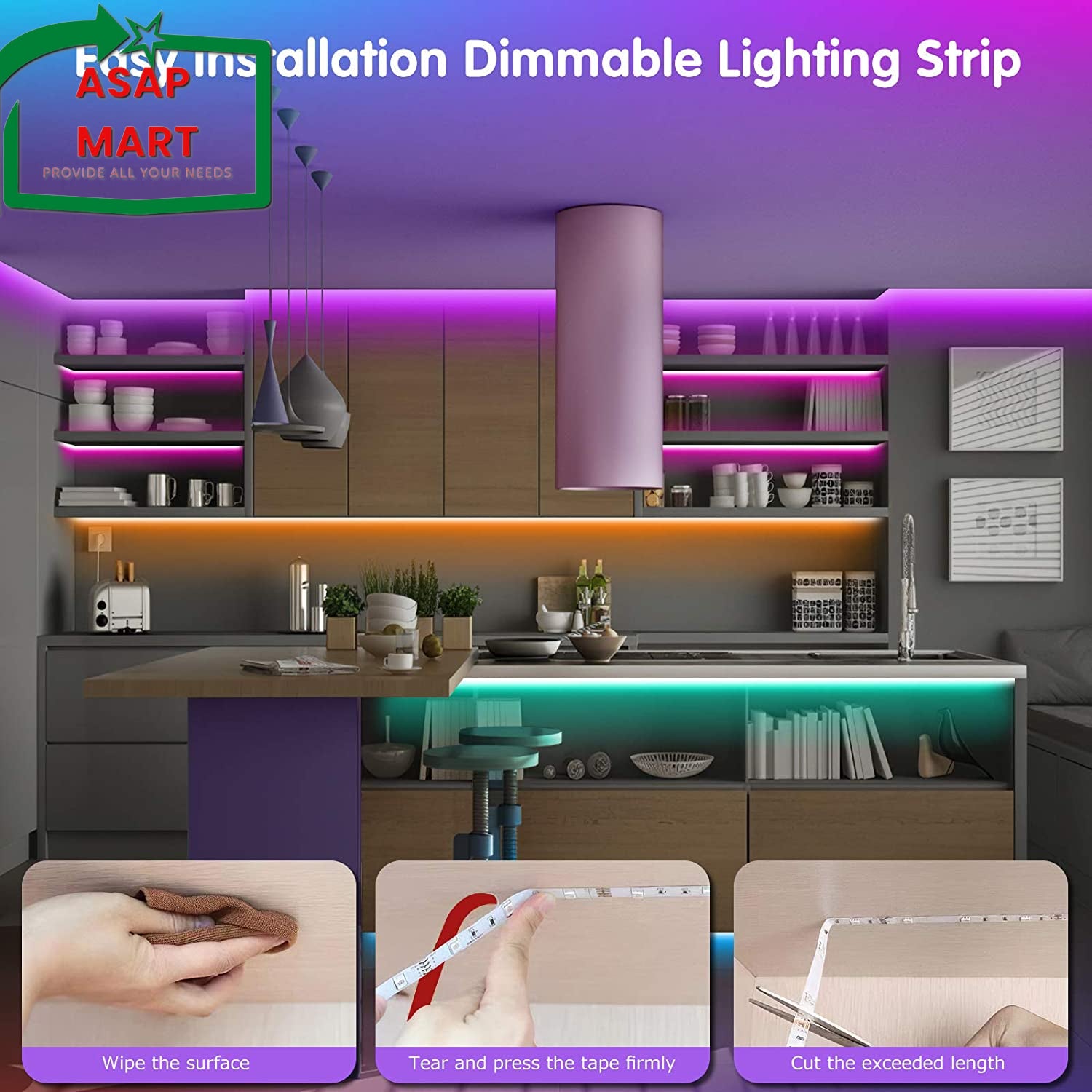 Tenmiro Led Lights for Bedroom 100Ft (2 Rolls of 50Ft) Music Sync Color Changing