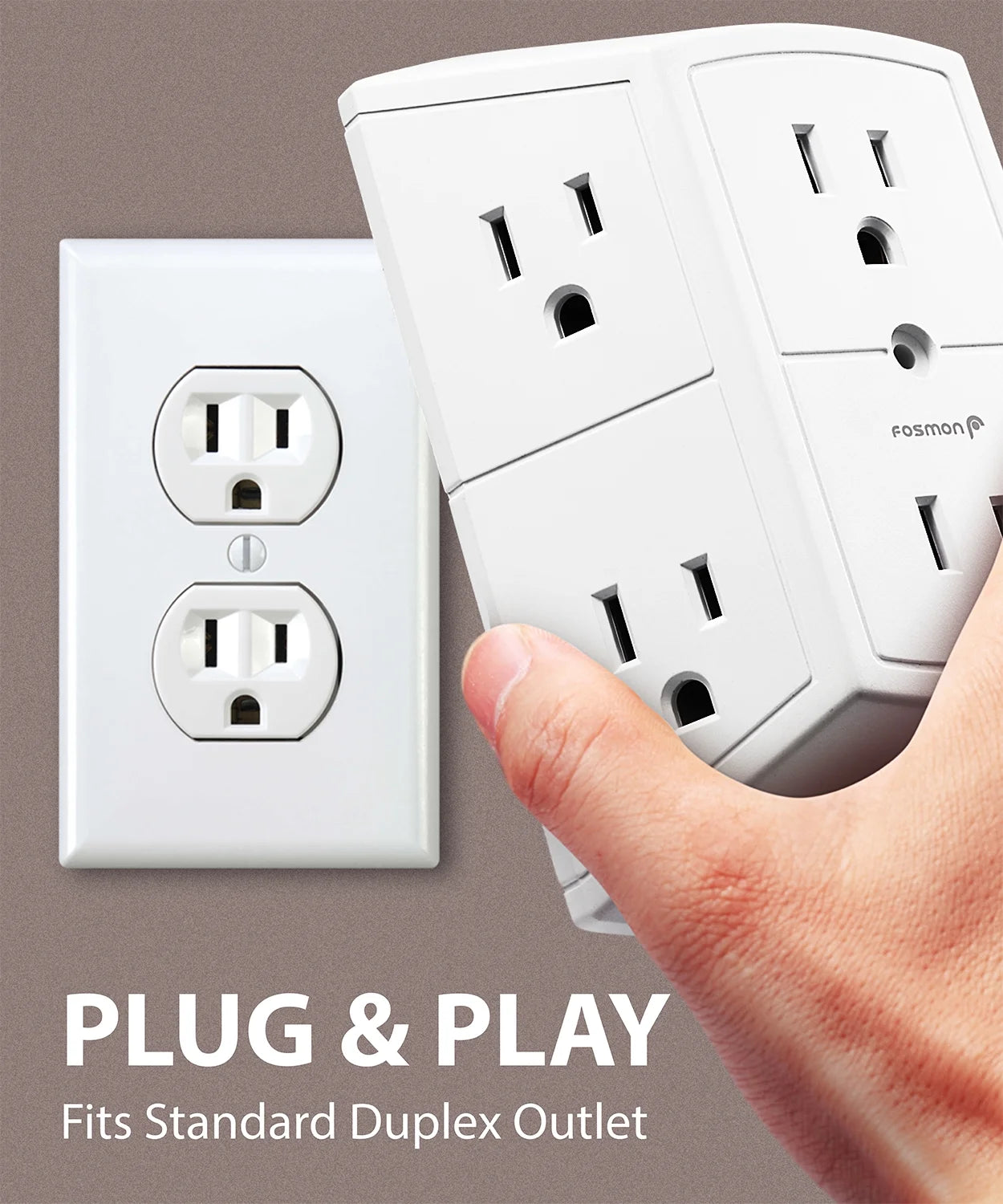 ETL Listed 6 Outlet Extender, Multi Plug Wall Outlet, 15A Indoor Extender Splitter