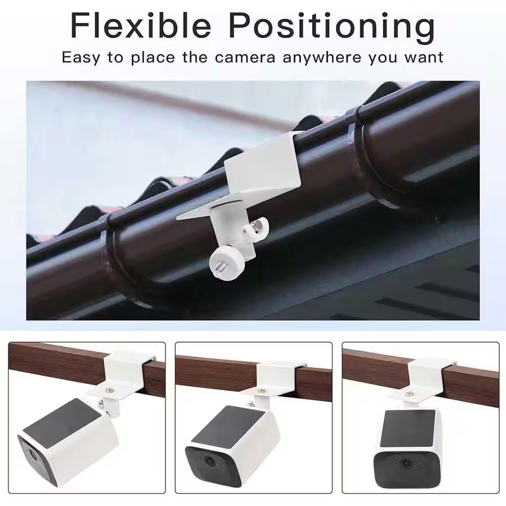 2-Pack Adjustable Gutter Mount for Security Cameras, 360° Rotation, No Drilling Required
