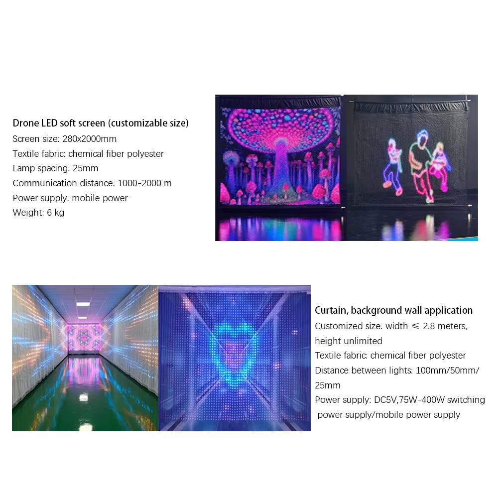 Customized Outdoor Activity Portable Advertising Drone LED Flying Display Screen LED Magic Carpet Screen LED Textile Screen