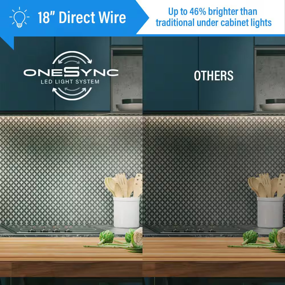 14.5 In. (Fits 18 In. Cabinet) Direct Wire Integrated LED White Linkable Onesync under Cabinet Light Color Changing CCT