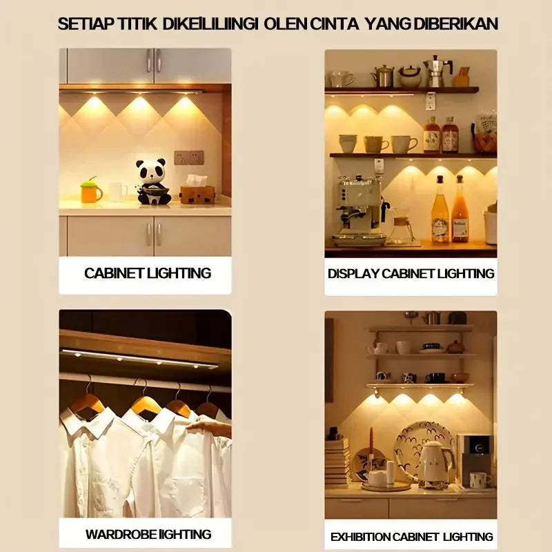 LED Cabinet Light USB Rechargeable Motion Sensor Led Lamp for Kitchen Wardrobe Cabinet Lighting Taircase Backlight Night Light