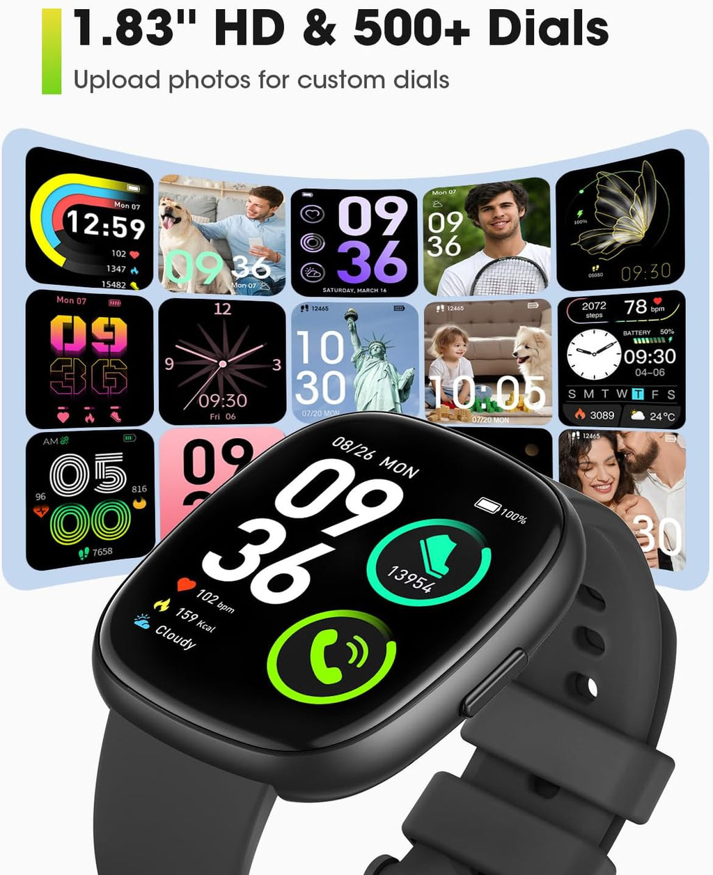 Smart Watches for Men Women Fitness: Fitness Tracker with Blutooth Call 24/7 Heart Rate Spo2 Sleep Monitor 5ATM Waterproof 120+ Sport Mode Activity Trackers Compatible Iphone Android Phones (3 Bands)