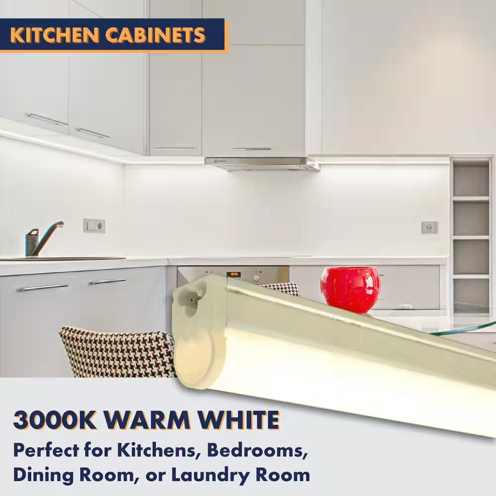 48 In. 50-Watt Equivalent T5 Integrated LED Silver Linkable under Cabinet Light Adjustable CCT 2700K/4100K/5000K(4-Pack)