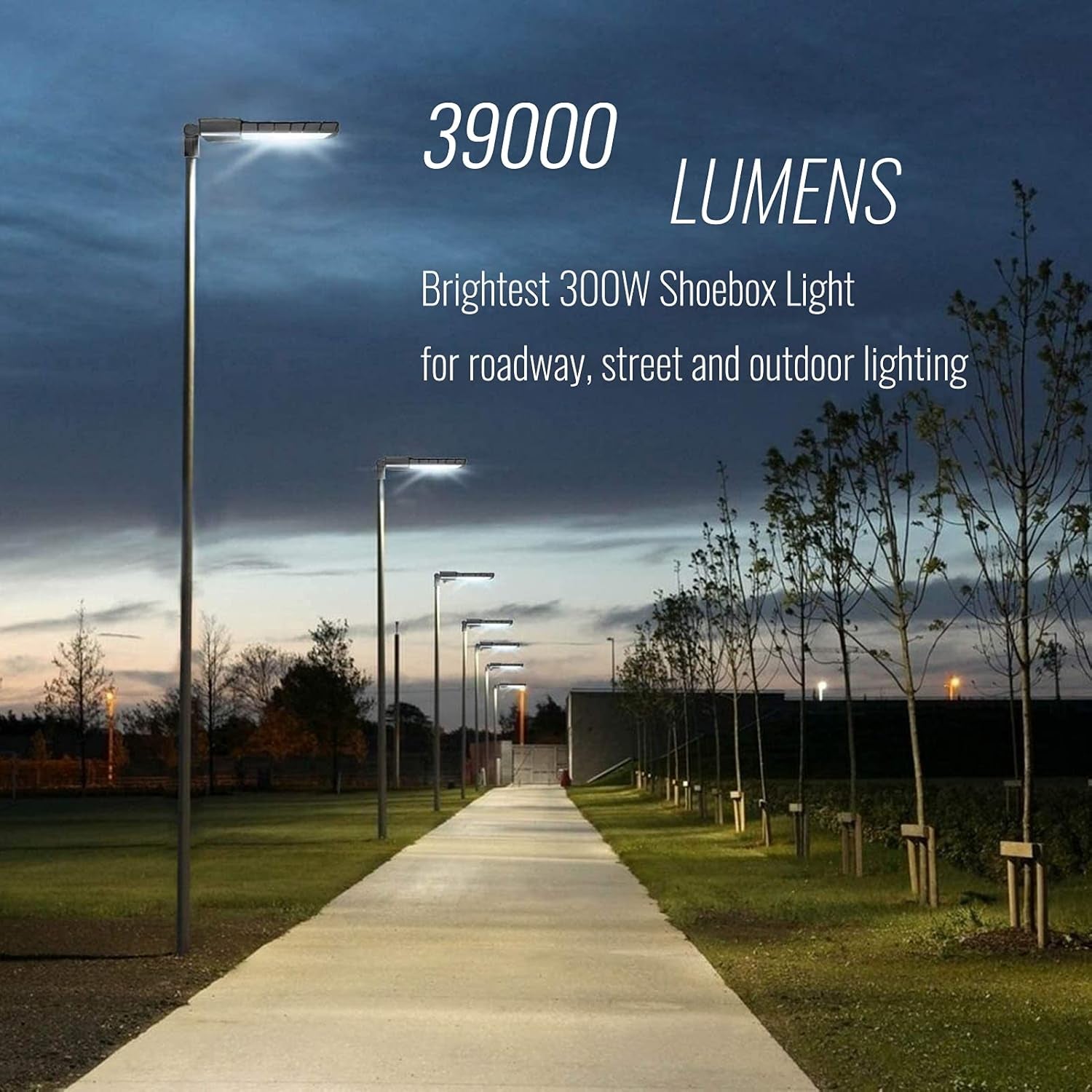LED Parking Lot Lights 300W - LED Shoexbox Area Light 39000LM, Outdoor Commercial LED Street Pole Light 5000K Daylight for Yard Court