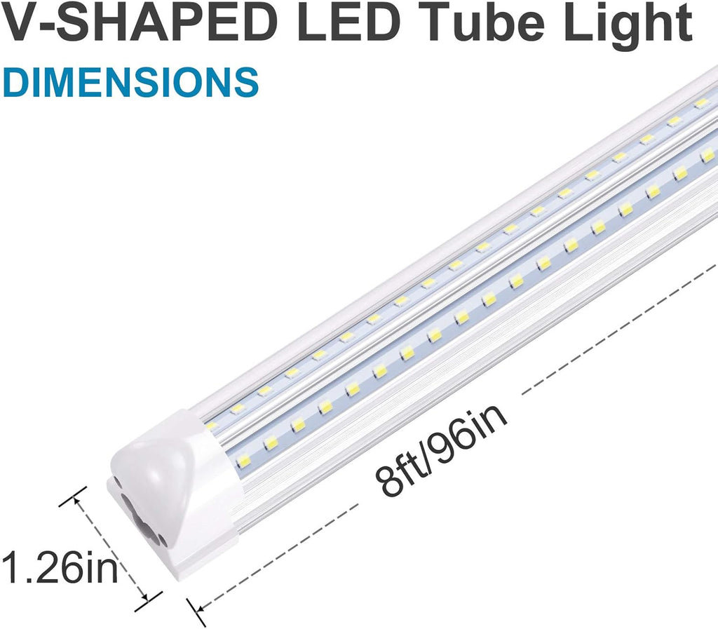 Led Cooler Light 6Ft,V Shape Integrated LED Fixtures 56W,5600LM, AC85-277V, SMD2835 Clear Cover, Cool White 6000K. Led Shop Light 25 Pack
