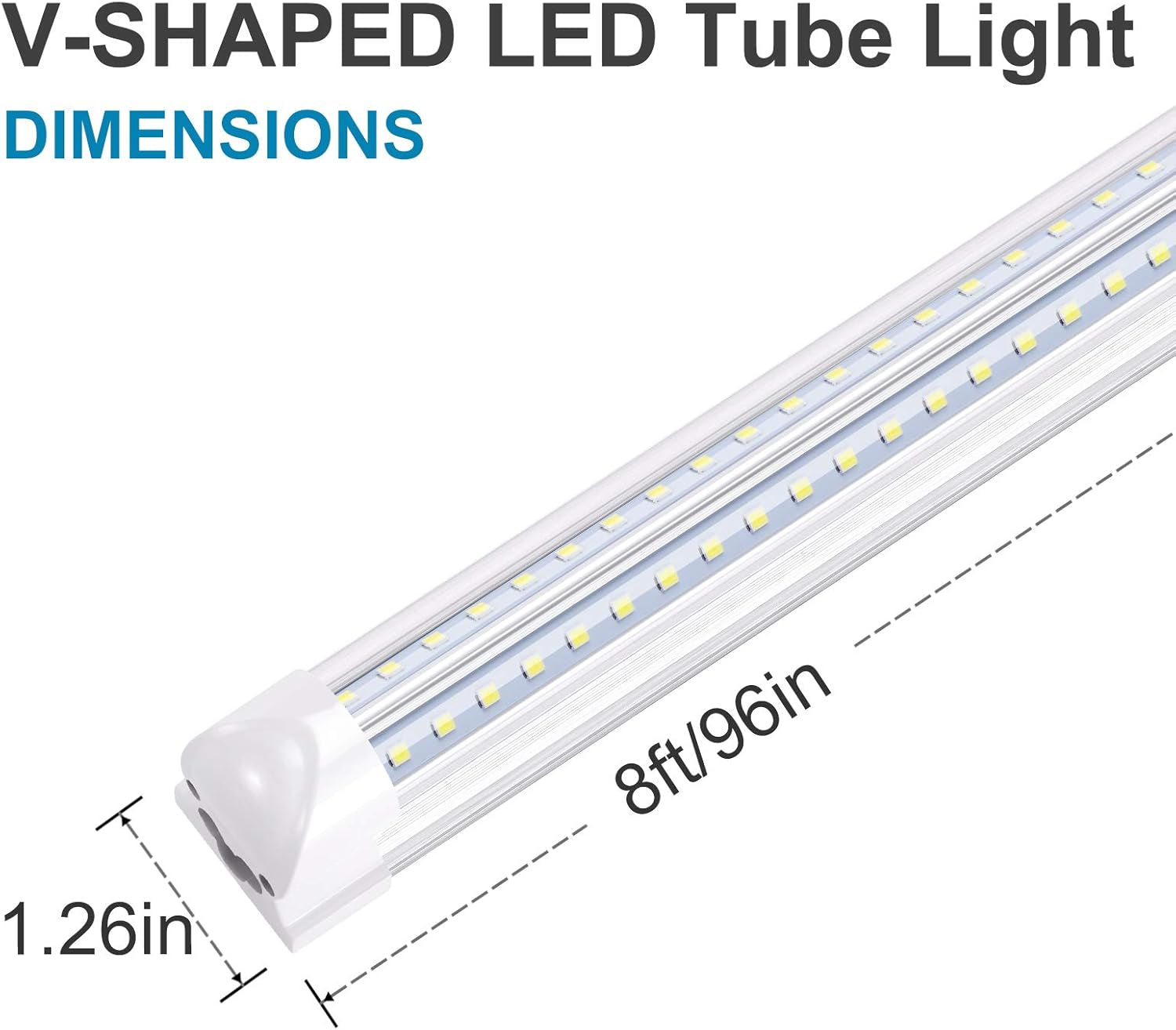 Led Cooler Light 6Ft,V Shape Integrated LED Fixtures 56W,5600LM, AC85-277V, SMD2835 Clear Cover, Cool White 6000K. Led Shop Light 25 Pack
