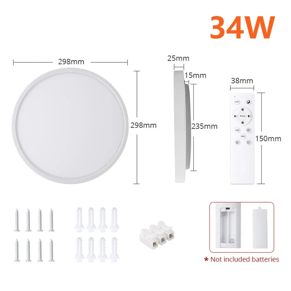 34W Wifi LED Ceiling Light Double Layer Type Dimmable CCT Ultrathin Surface Mounting Lamp RGB Colorful Back Light Work with Tuya