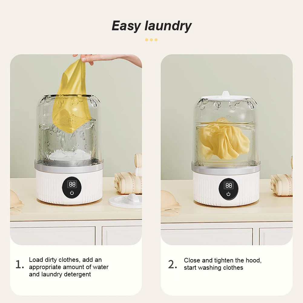 Underwear Washer with Laundry Cup Cordless Small Washing Machine Rechargeable Portable Washing Machine for Bra Underwear Socks
