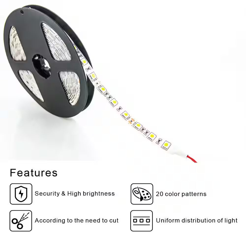 2 X 5M, 6.14 In. Height LED Light Strips Color Changing RGB Kit with Color Changing RF Remote, Finish: White (Pack of 4)