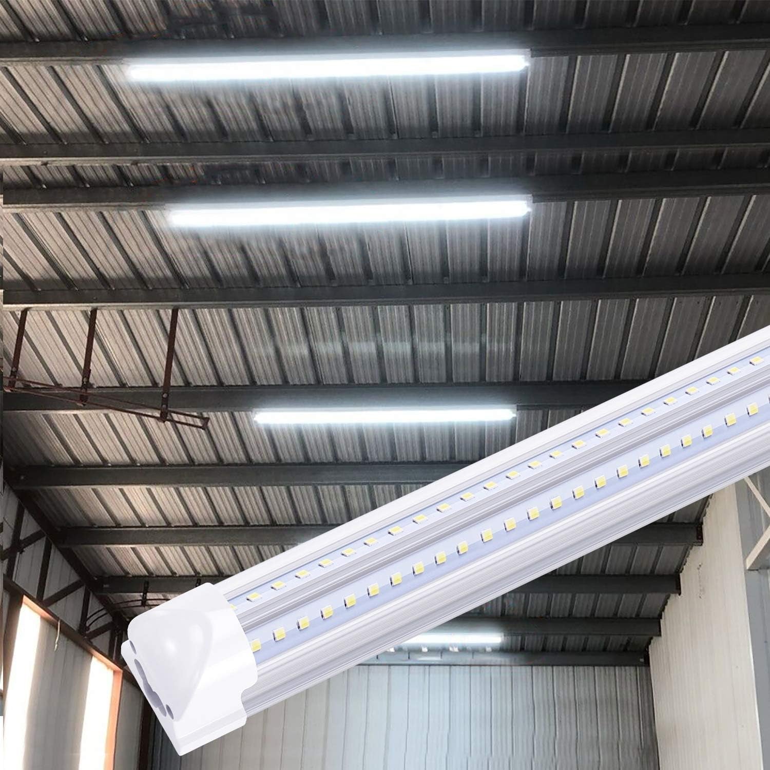 Led Cooler Light 6Ft,V Shape Integrated LED Fixtures 56W,5600LM, AC85-277V, SMD2835 Clear Cover, Cool White 6000K. Led Shop Light 25 Pack