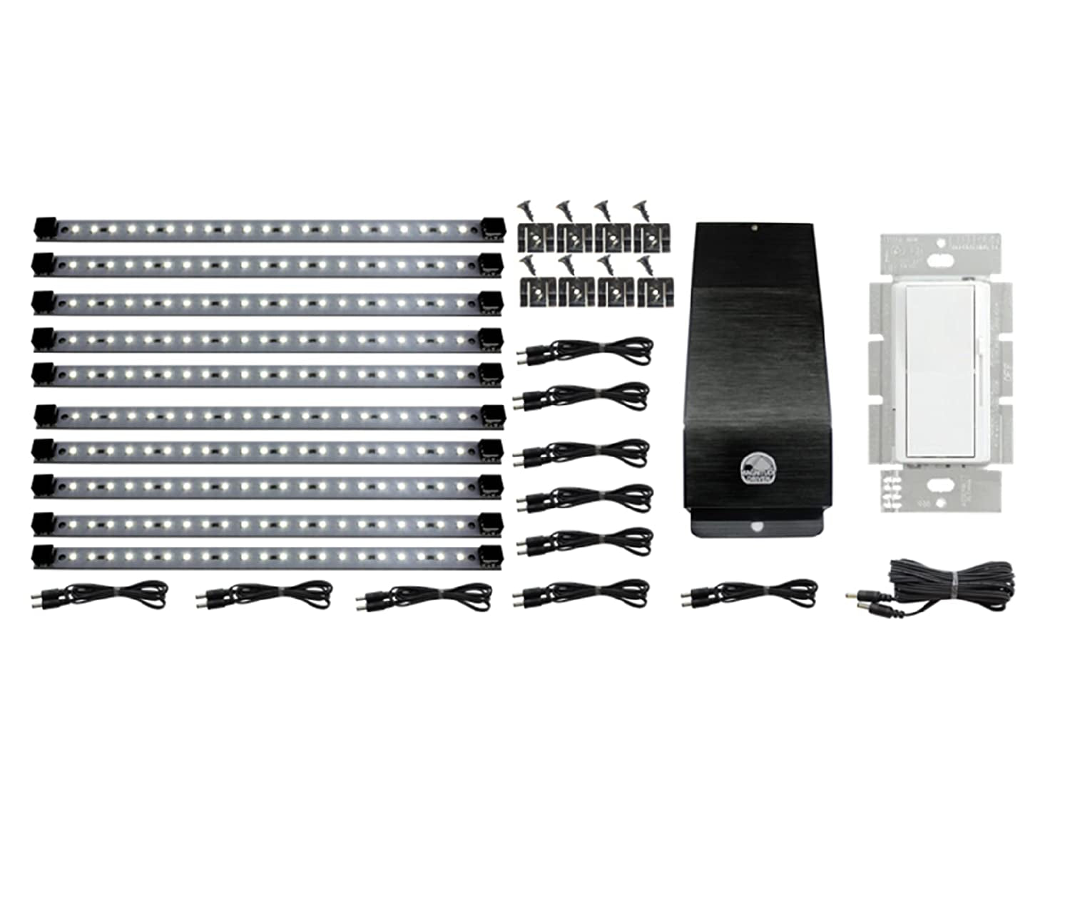 12V LED Hardwire Kitchen Light Kit | 10 Panels | Dimmable LED System Included | Cool White 6000K | Pro Series Panels 40W Magnitude Electronic Dimmable Transformer Wall Dimmer