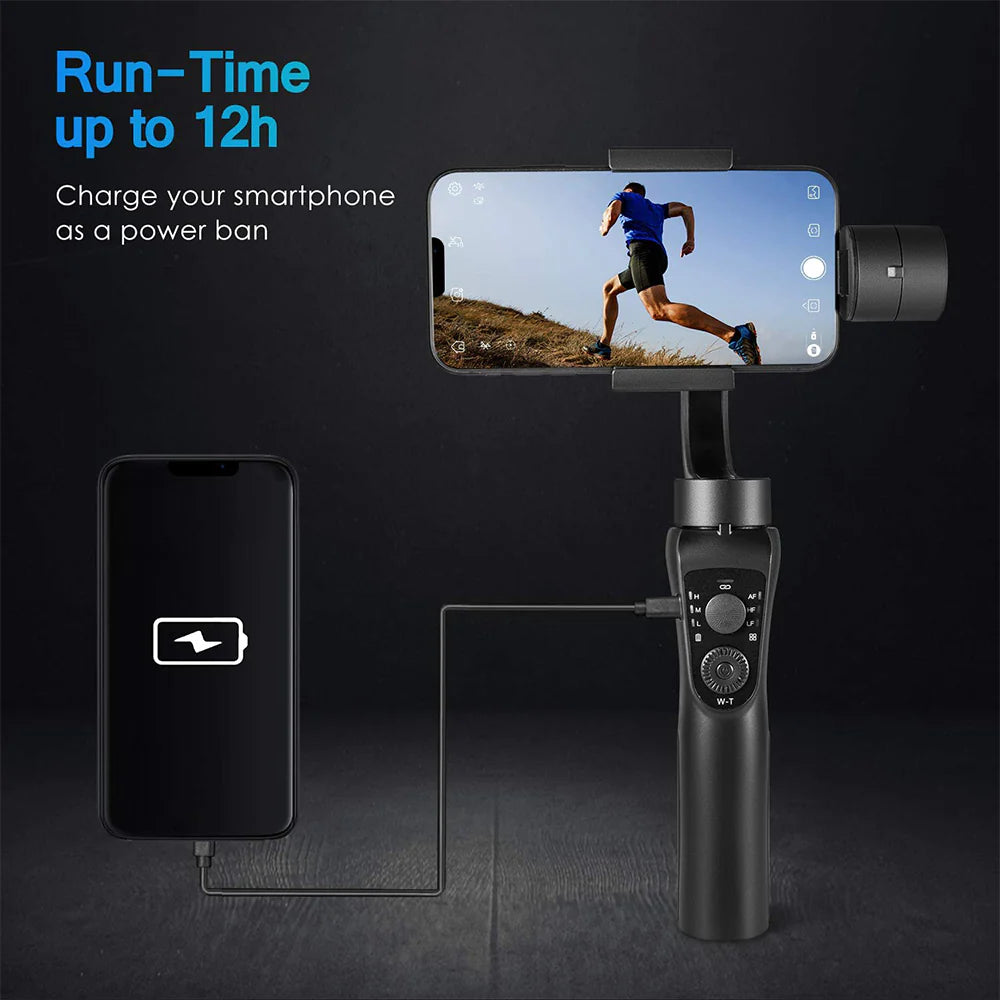Compact 3-Axis Phone Stabilizer, Handheld Gimbal for Smartphones