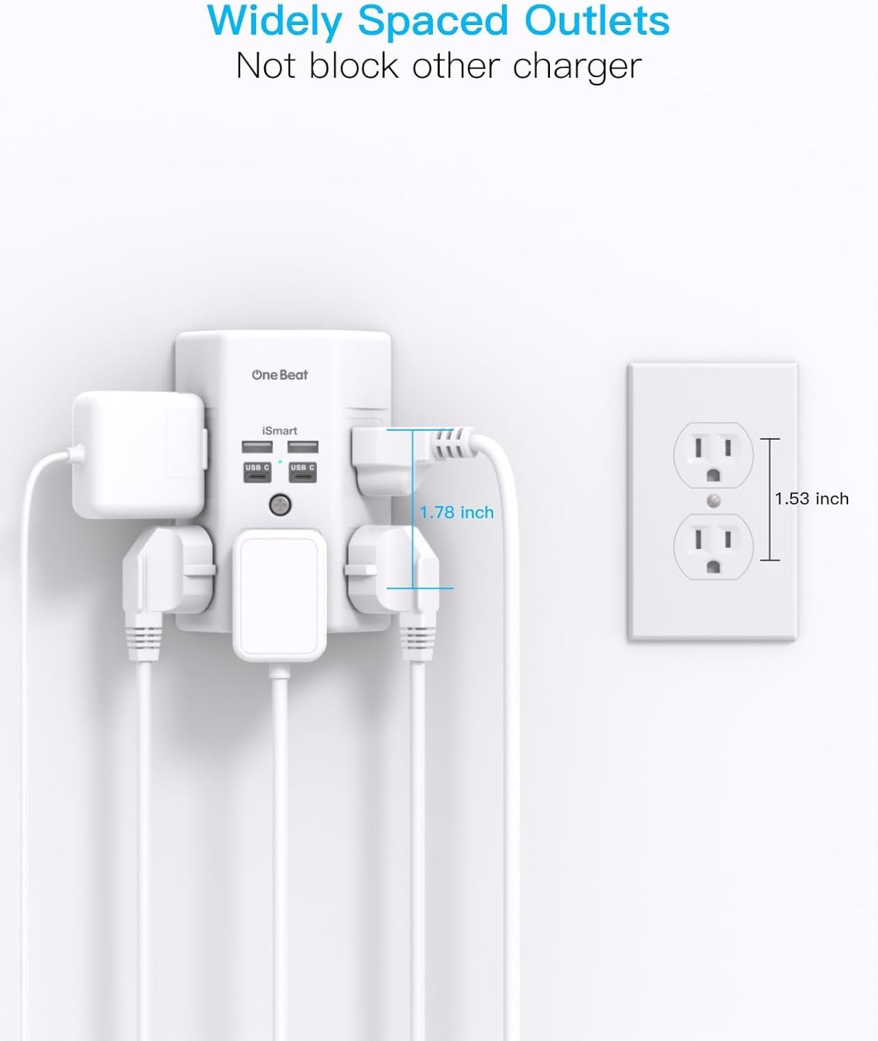 Outlet Extender with Night Light, Multi Plug Outlet, USB Wall Charger Surge Prot