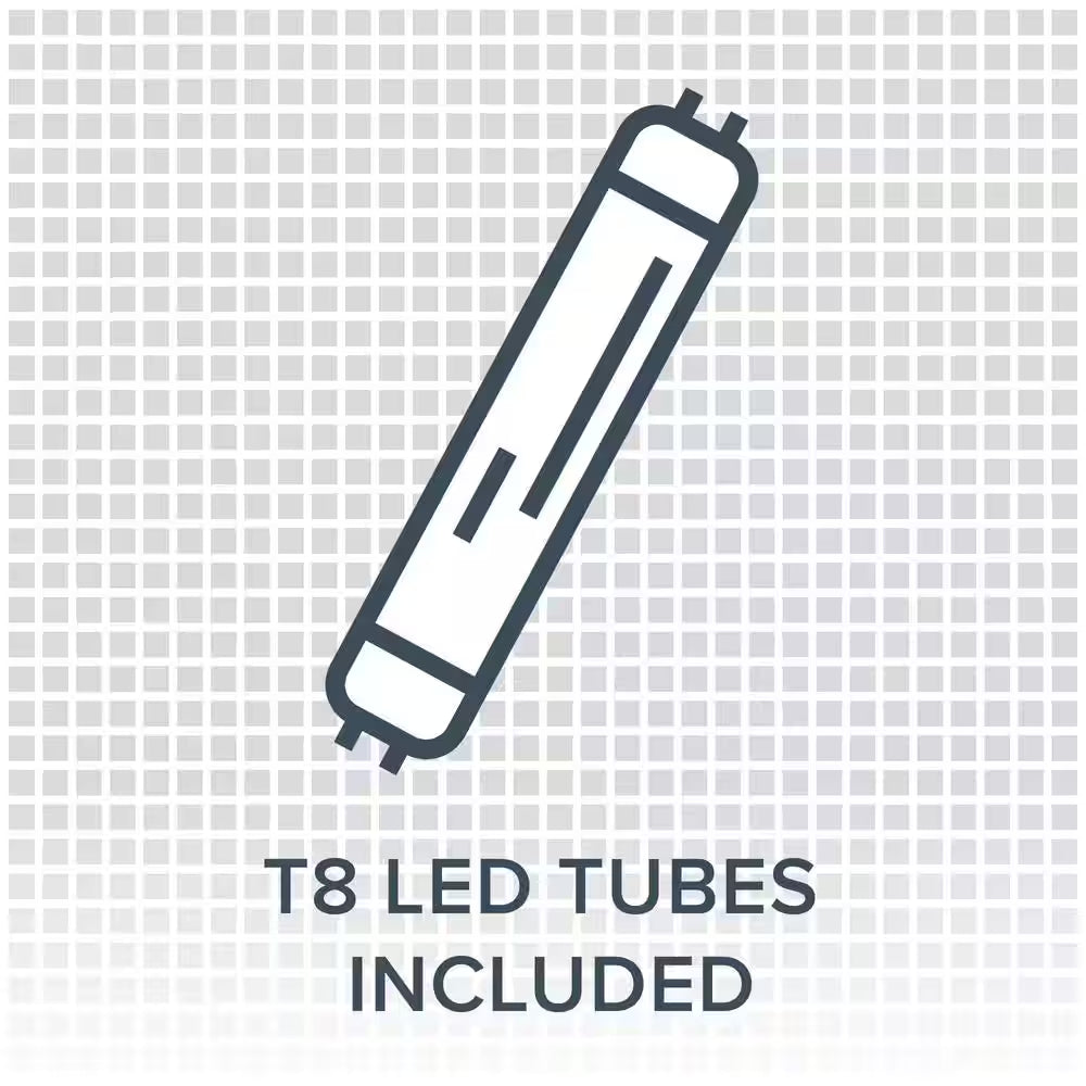 48 In. 3600 Lumen T8 LED Tube Non-Dimming White Strip Light 4000K, 2-Tubes Included