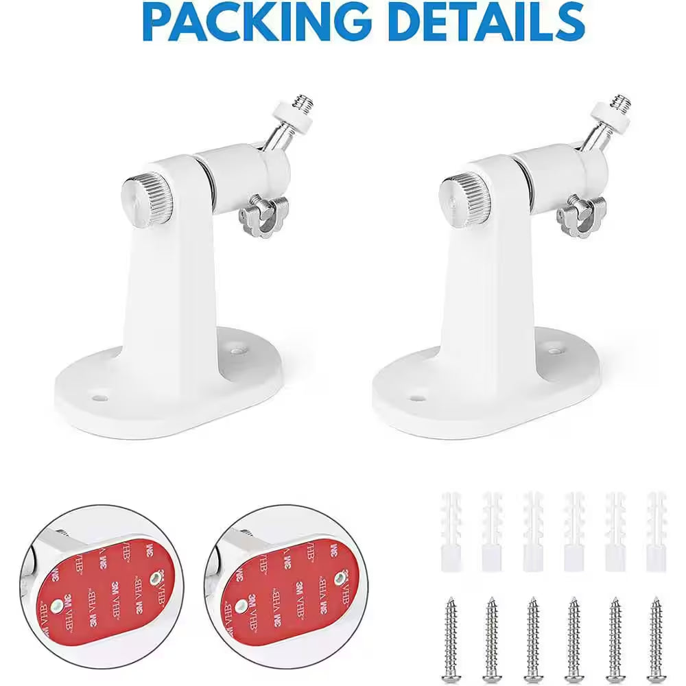 2-Pack Adjustable Wall Mount Bracket for Security Cameras, White
