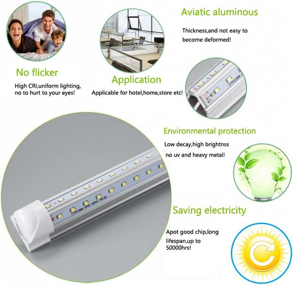 Led Cooler Light 6Ft,V Shape Integrated LED Fixtures 56W,5600LM, AC85-277V, SMD2835 Clear Cover, Cool White 6000K. Led Shop Light 25 Pack