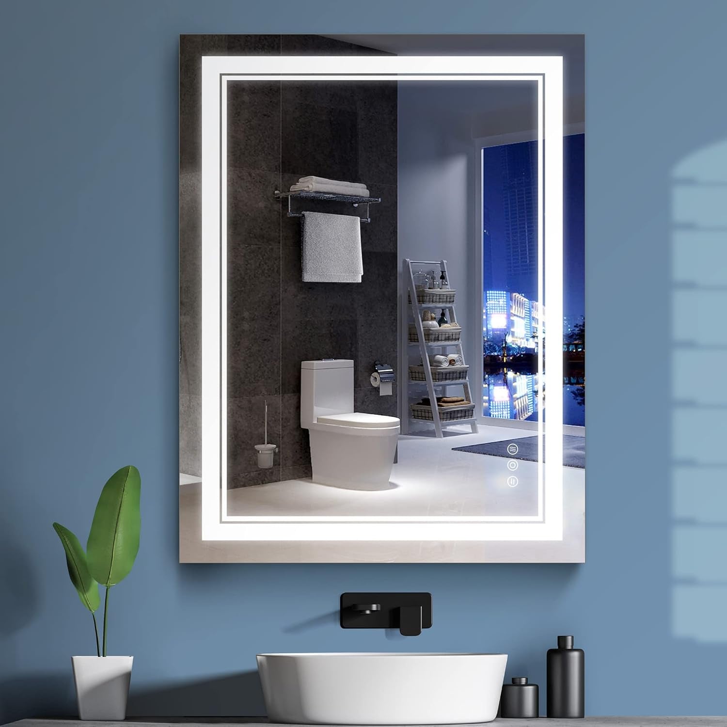 36X28 Inch LED Bathroom Mirror with Lights, Lighted LED Vanity Mirror for Bathroom, Anti-Fog Dimmable Lighted Bathroom Mirror with 3 Color Lights, Memory Function, Horizontal/Vertical