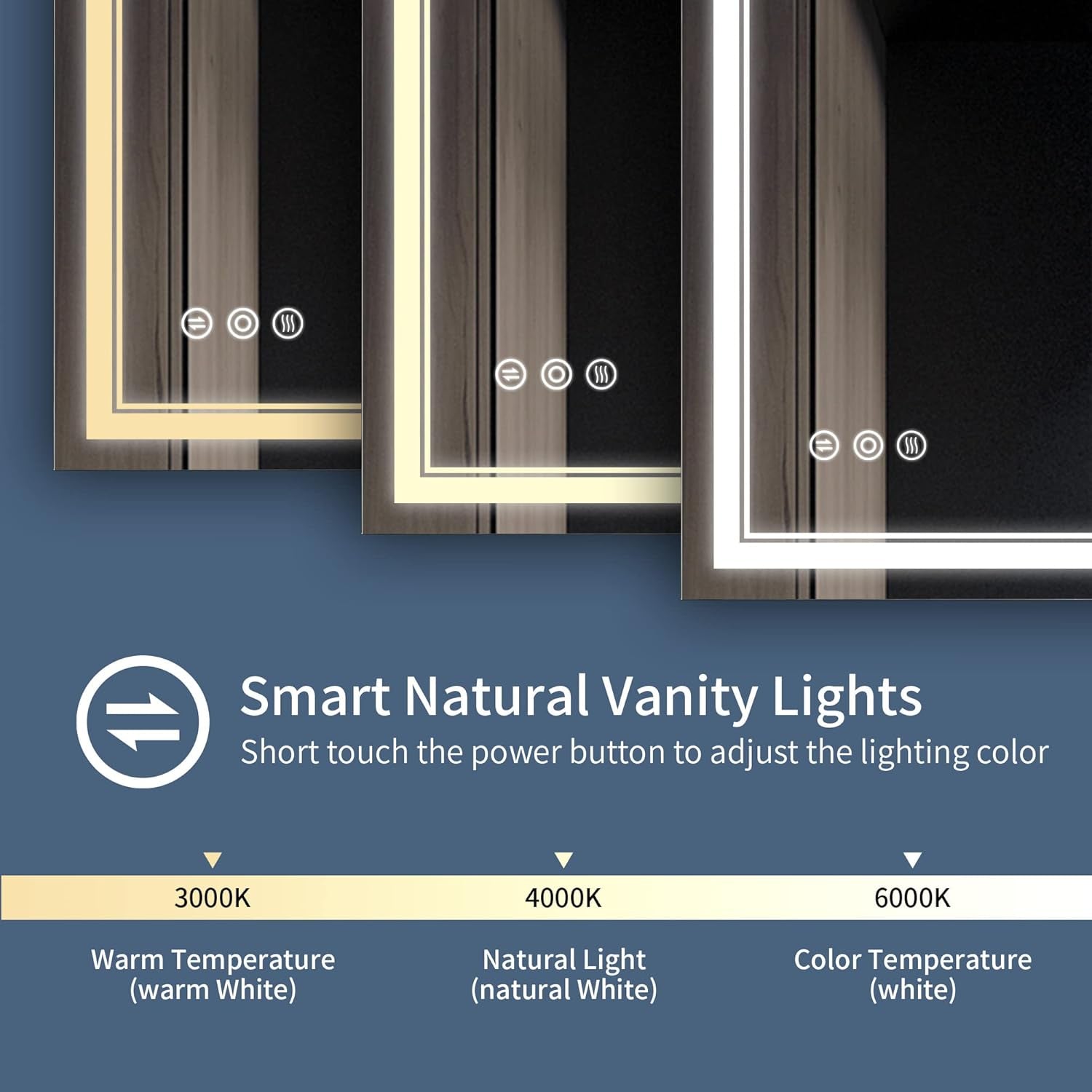36X28 Inch LED Bathroom Mirror with Lights, Lighted LED Vanity Mirror for Bathroom, Anti-Fog Dimmable Lighted Bathroom Mirror with 3 Color Lights, Memory Function, Horizontal/Vertical