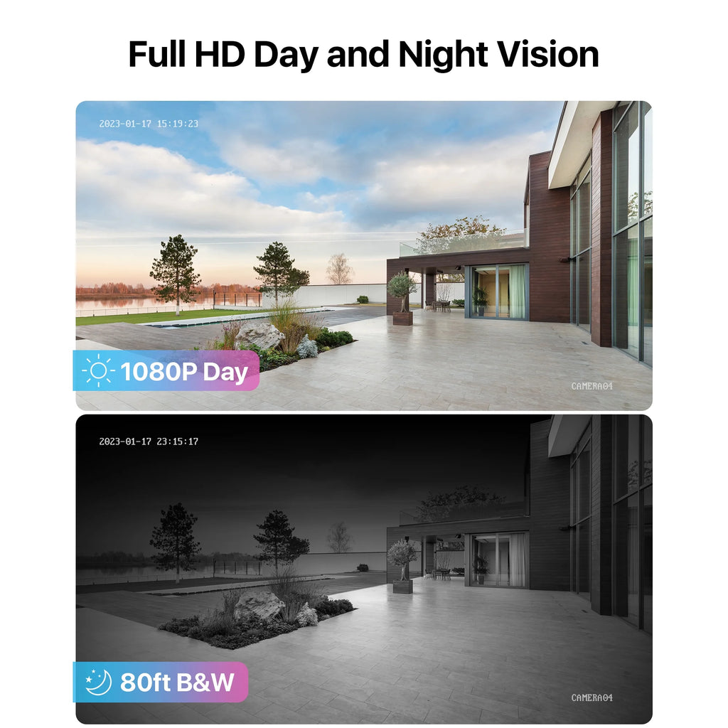 H.265+ 8CH 5MP Lite DVR 1080P Home Security Camera System Outdoor, 8Pcs 1080P 1920TVL Surveillance Weatherproof Bullet Cameras,80Ft IR Night Vision,Motion Alert,Remote Access(No HDD , Wired)
