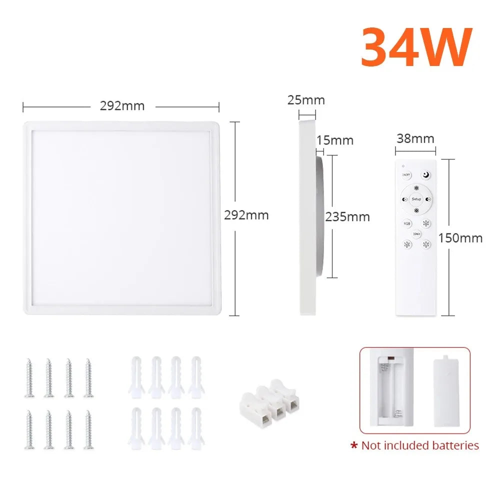 34W Wifi LED Ceiling Light Double Layer Type Dimmable CCT Ultrathin Surface Mounting Lamp RGB Colorful Back Light Work with Tuya