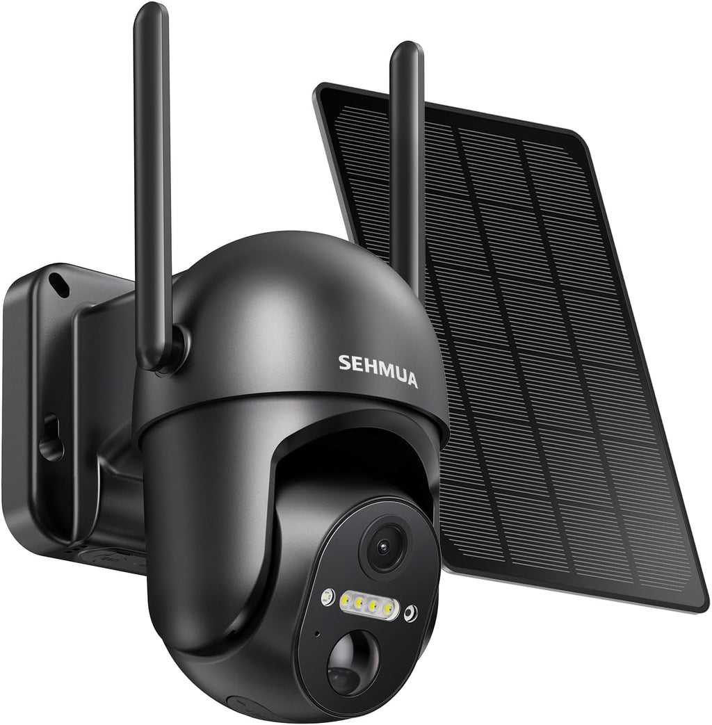 SEHMUA Solar Security Cameras Wireless Outdoor, 2K 360° View Battery Powered Out