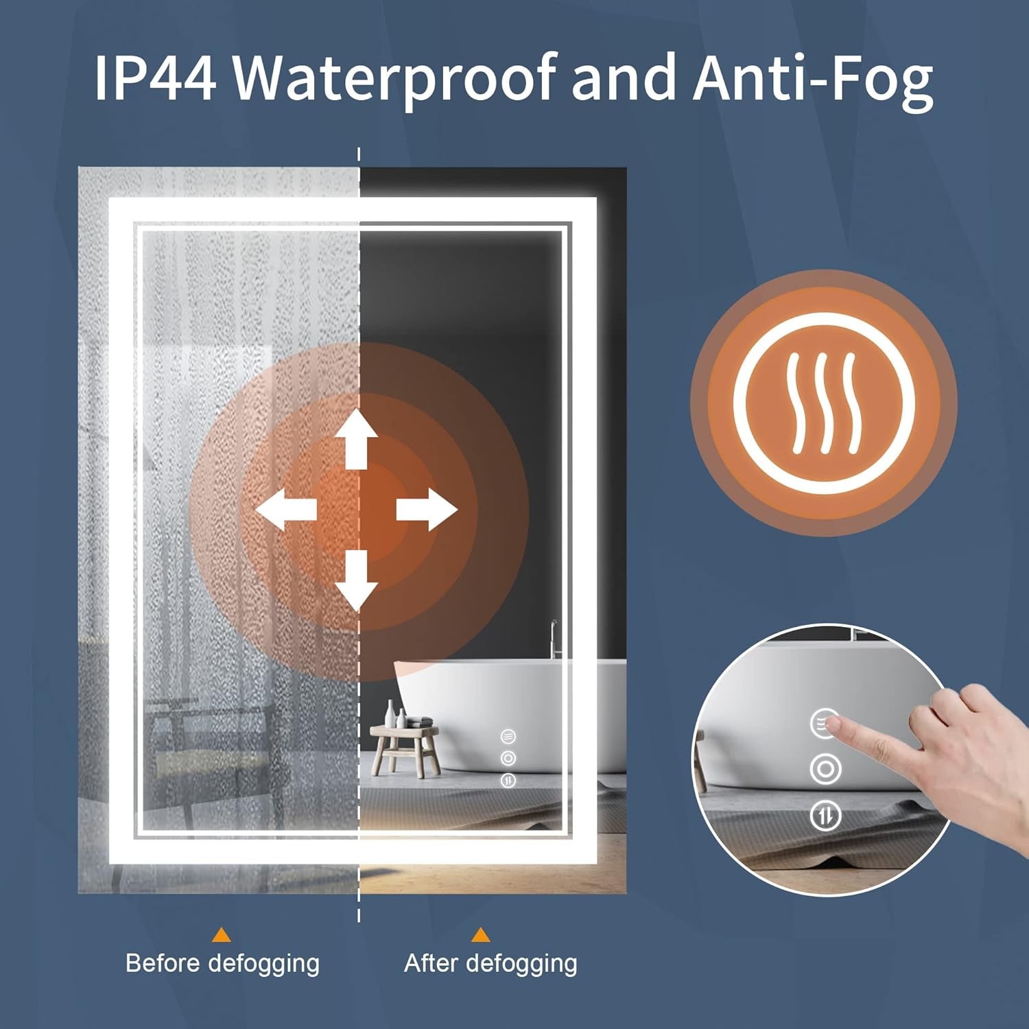 36X28 Inch LED Bathroom Mirror with Lights, Lighted LED Vanity Mirror for Bathroom, Anti-Fog Dimmable Lighted Bathroom Mirror with 3 Color Lights, Memory Function, Horizontal/Vertical