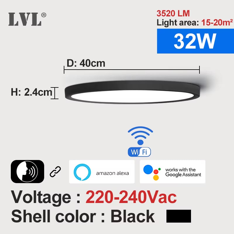 Modern Led Smart Ceiling Light Golden Wood Grain Dimmable Home Lighing Wifi Tuya App Voice Control Surface Mounting Ceiling Lamp