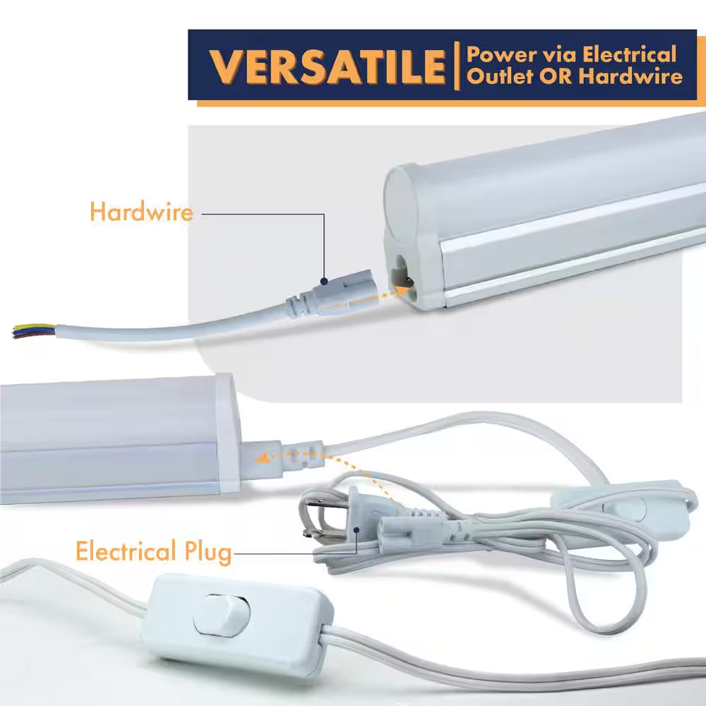 48 In. 50-Watt Equivalent T5 Integrated LED Silver Linkable under Cabinet Light Adjustable CCT 2700K/4100K/5000K(4-Pack)