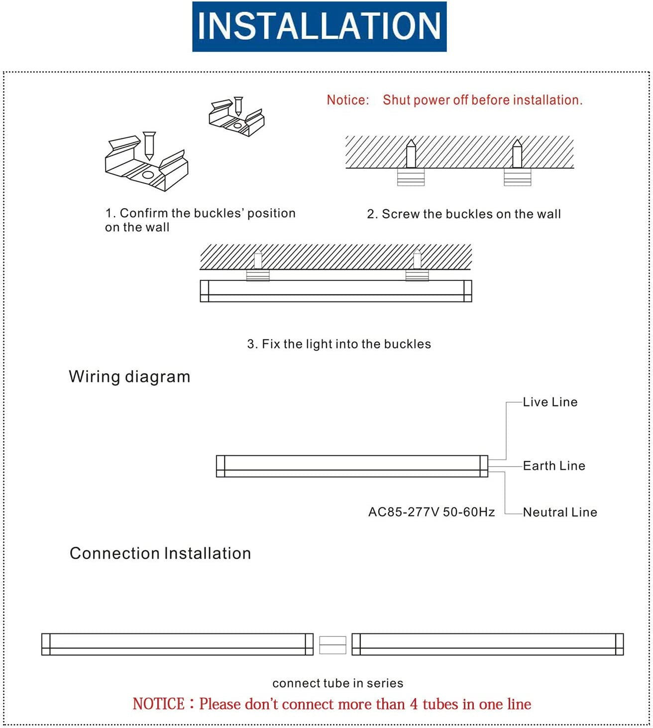 8FT LED Light Fixtures 72W, 8FT LED Shop Light 5000K Daylight White Dual Side T8 V-Shape Integrated 8 Foot Tube Lights(150W Fluorescent Light Equivalent), 8640Lm, Clear Cover (6 Pack)
