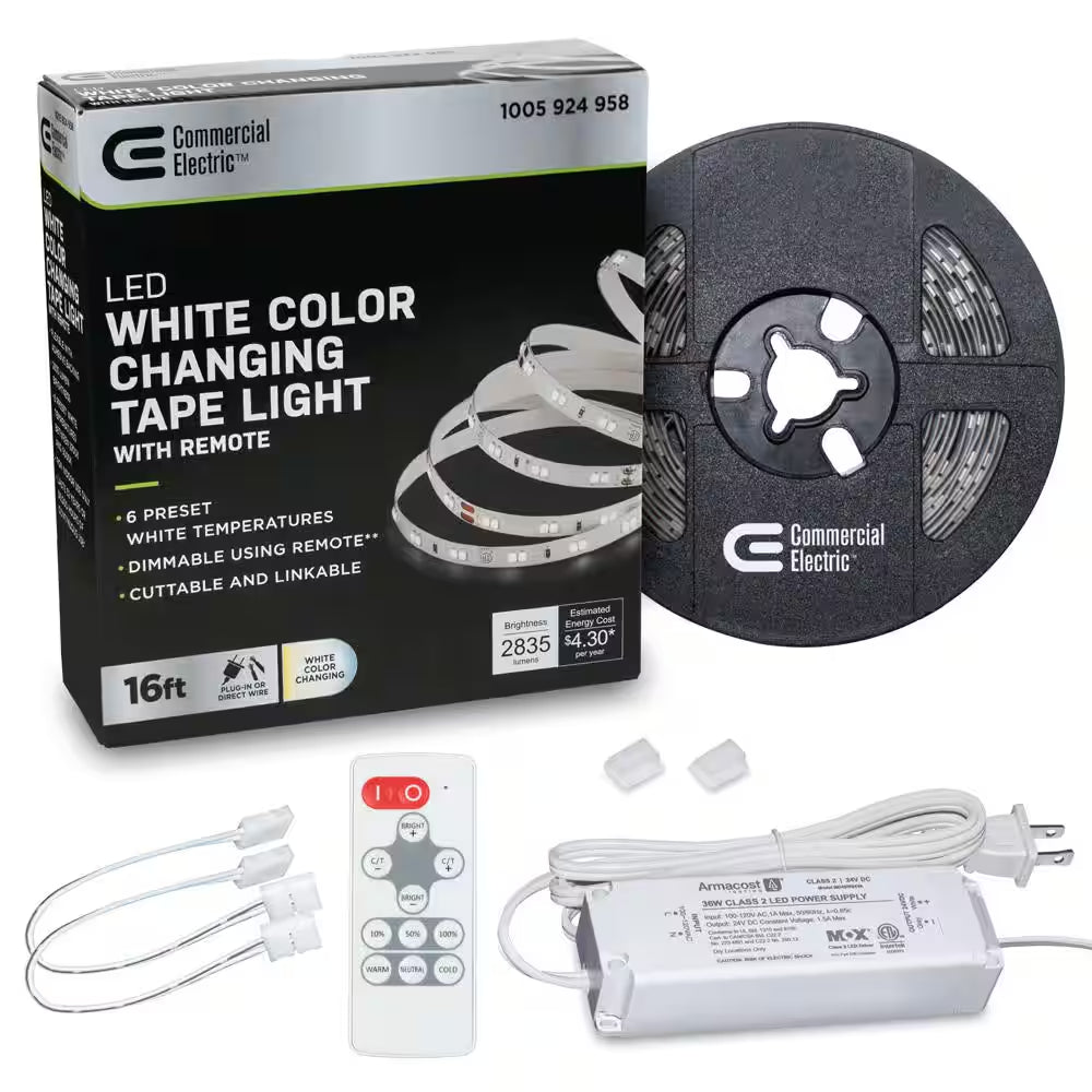 16 Ft. LED Tunable White Tape Light Kit- under Cabinet Light