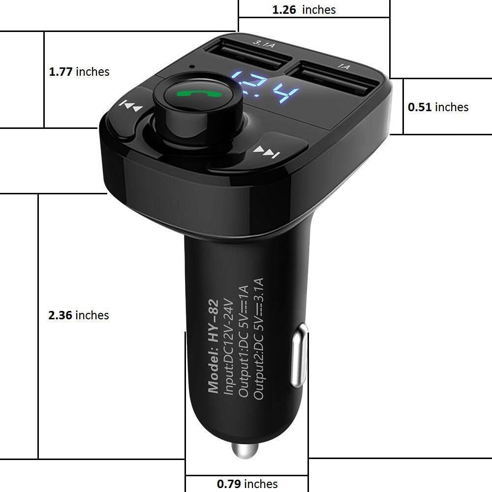 Wireless Bluetooth FM Transmitter Car Charger Handsfree Call Music Adapter Dual USB Port Compatible Smartphones