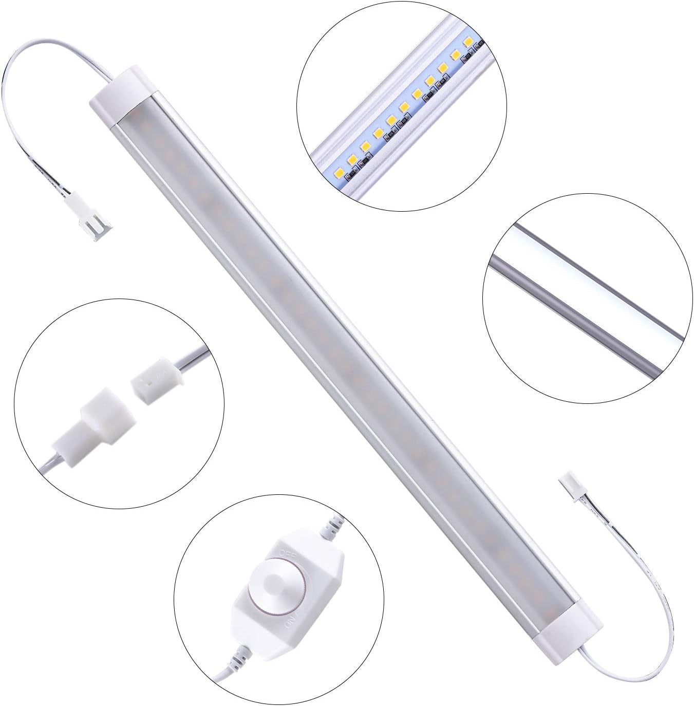 LED under Cabinet Lighting Dimmable Hardwired or Plug in 6 Pack,12" Bar under Ca
