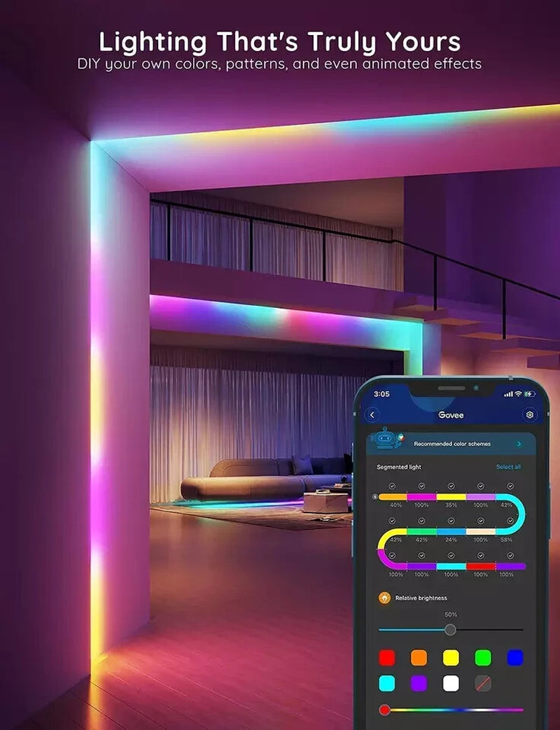 Govee RGBIC LED Strip Light,Smart LED Light for Bedroom,Blueto