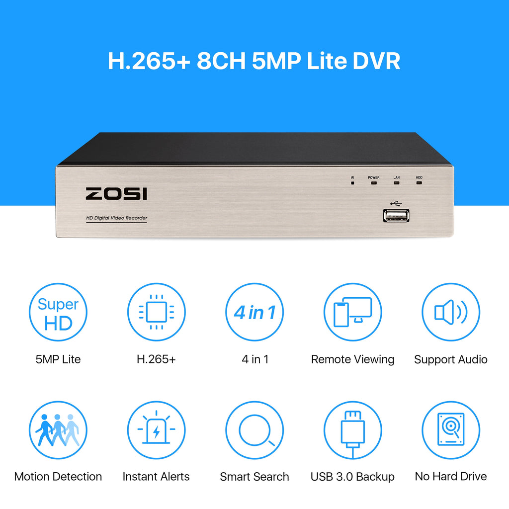 3K Lite Security Camera System,  1080P H.265+ 8CH DVR Recorder with 4X HD 1080P Indoor Outdoor Weatherproof CCTV Security Cameras ,AI Human/Vehicle Detection, Motion Alert,Remote Access(No HDD)