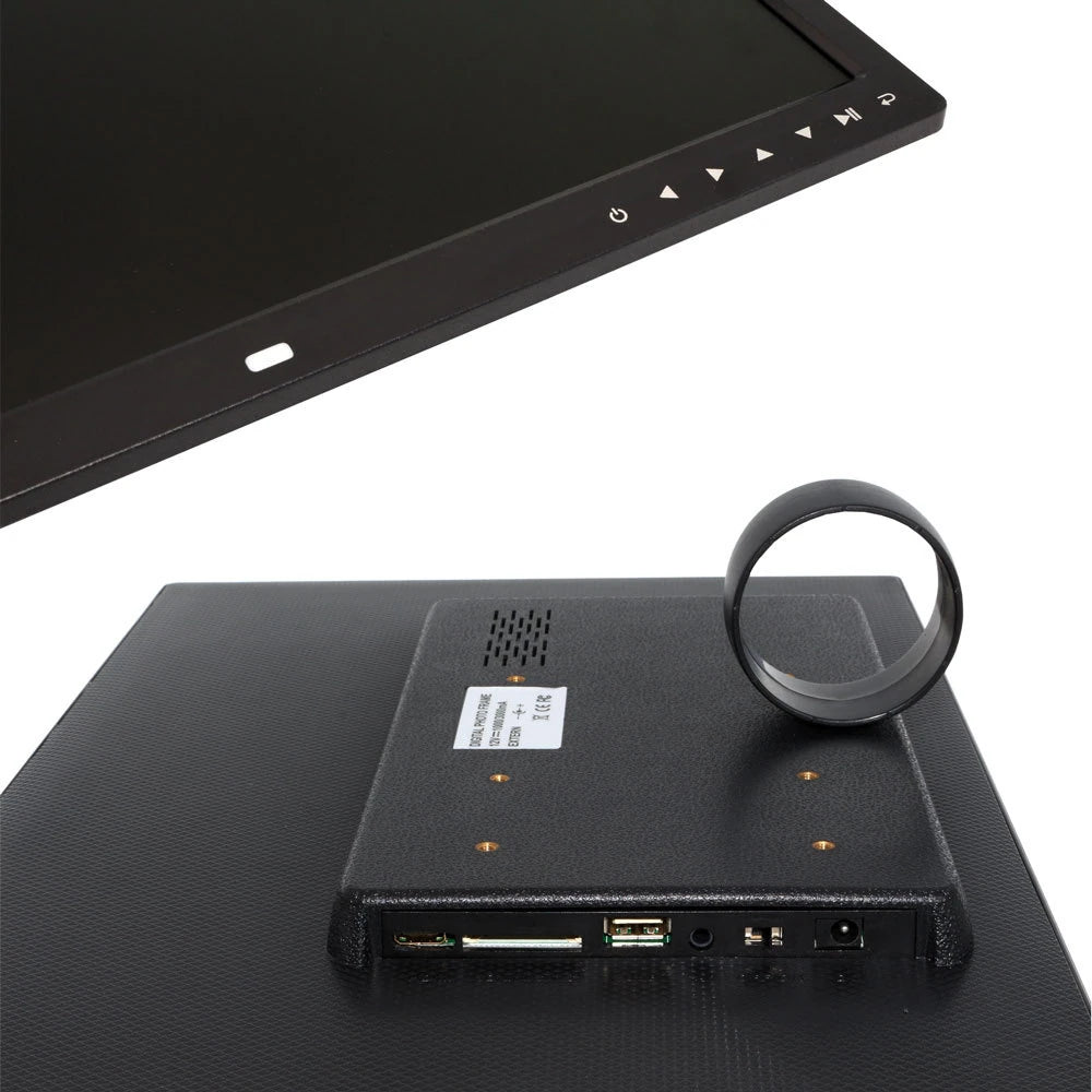 17 Inch Screen Touch Button Digital Photo Frame LED Backlight 1080P HD Electronic Album HDMI HD Wall Mount Display Video Advertising Machine Video Player EU Plug