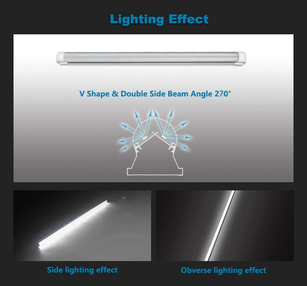 8FT LED Light Fixtures 72W, 8FT LED Shop Light 5000K Daylight White Dual Side T8 V-Shape Integrated 8 Foot Tube Lights(150W Fluorescent Light Equivalent), 8640Lm, Clear Cover (6 Pack)
