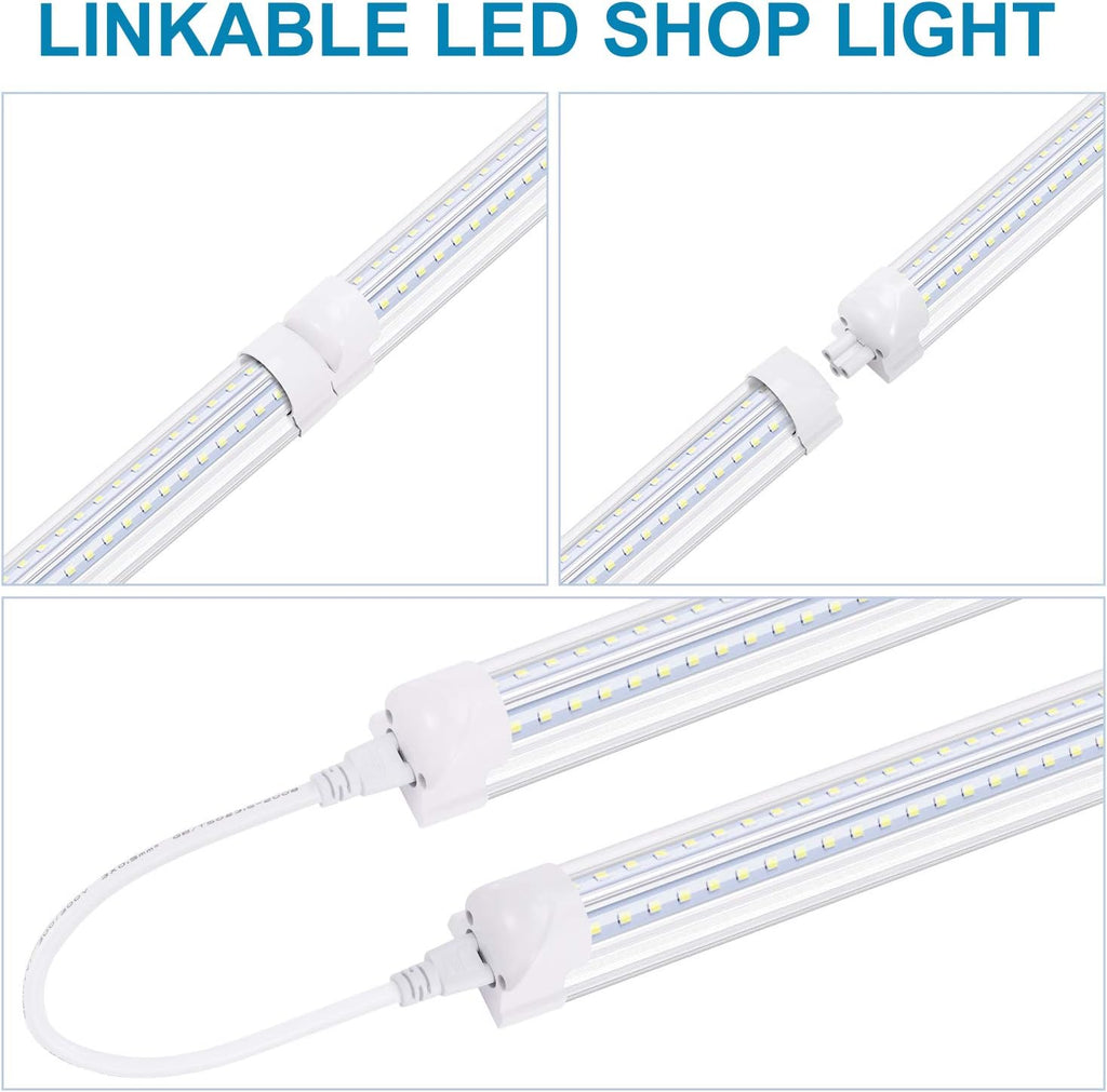 Led Cooler Light 6Ft,V Shape Integrated LED Fixtures 56W,5600LM, AC85-277V, SMD2835 Clear Cover, Cool White 6000K. Led Shop Light 25 Pack