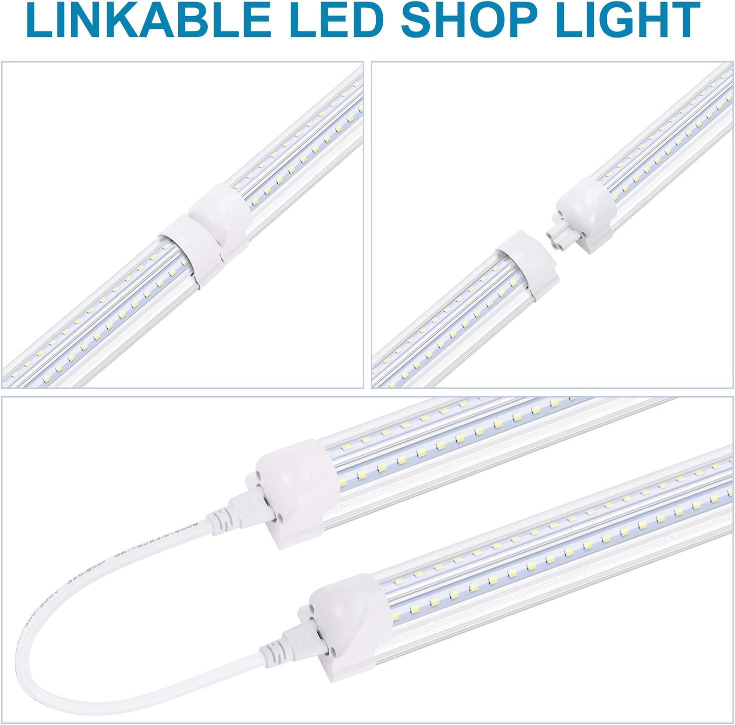 Led Cooler Light 6Ft,V Shape Integrated LED Fixtures 56W,5600LM, AC85-277V, SMD2835 Clear Cover, Cool White 6000K. Led Shop Light 25 Pack
