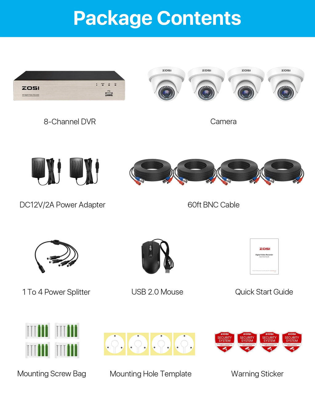 3K Lite Security Camera System,  1080P H.265+ 8CH DVR Recorder with 4X HD 1080P Indoor Outdoor Weatherproof CCTV Security Cameras ,AI Human/Vehicle Detection, Motion Alert,Remote Access(No HDD)