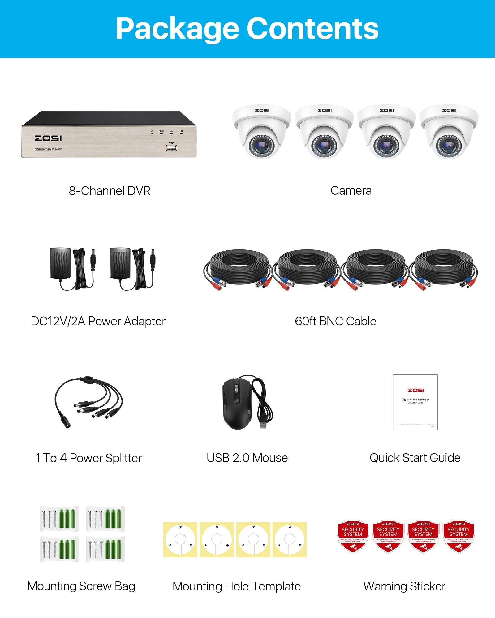3K Lite Security Camera System,  1080P H.265+ 8CH DVR Recorder with 4X HD 1080P Indoor Outdoor Weatherproof CCTV Security Cameras ,AI Human/Vehicle Detection, Motion Alert,Remote Access(No HDD)